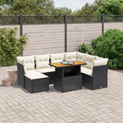 Loungeset van zwart materiaal en gepoedercoat staal voor buiten - Tuinsets