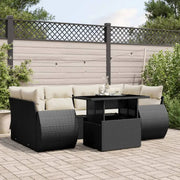 Loungeset van zwart materiaal en gepoedercoat staal voor buiten - Tuinsets