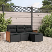 Loungeset van zwart materiaal en gepoedercoat staal voor buiten plezier - Tuinsets