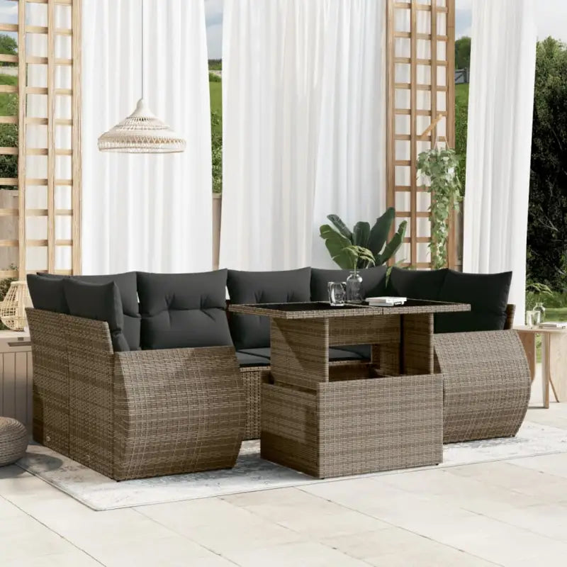 Loungeset van zwart materiaal en gepoedercoat staal voor buiten - Grijs / zonder opbergruimte - Tuinsets