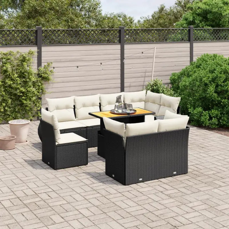 Loungeset van zwart materiaal en gepoedercoat staal voor je tuin - Tuinsets
