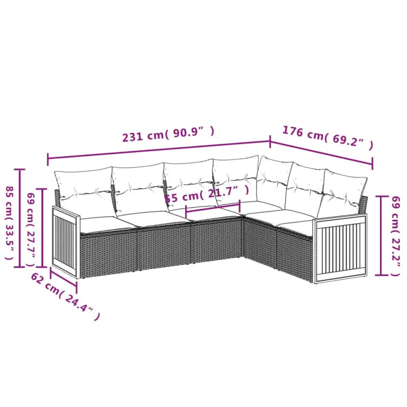 Loungeset van zwart materiaal met gepoedercoat staal en goede afmetingen - Tuinsets