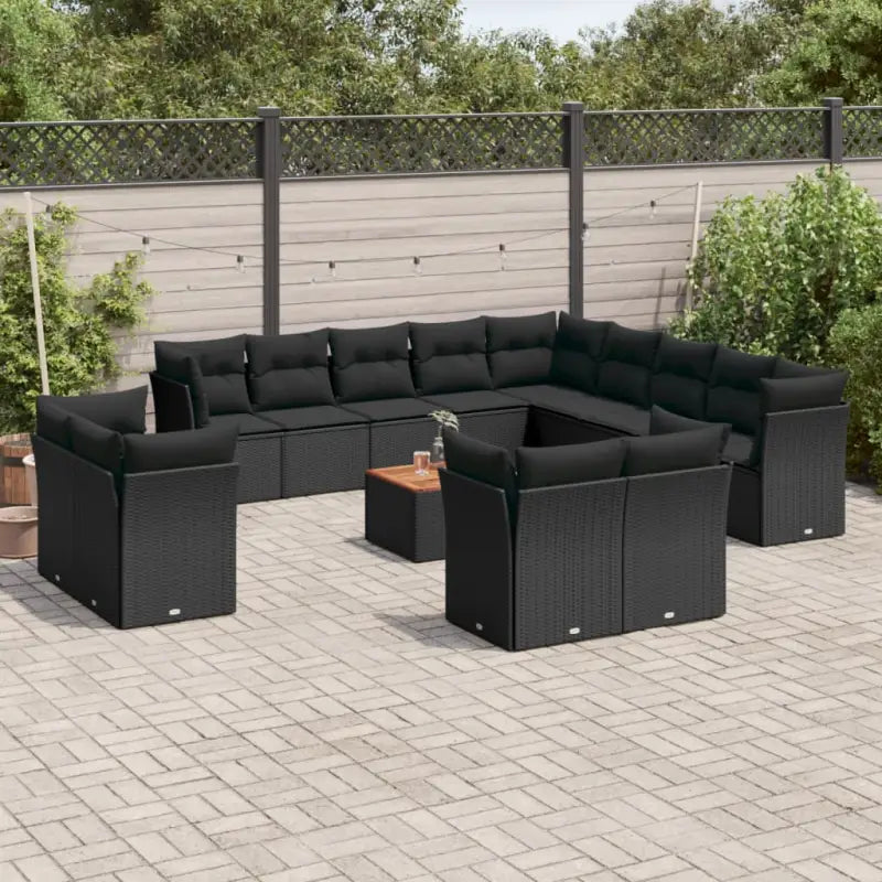 Loungeset van zwart materiaal met gepoedercoat staal en passende afmetingen - Zwart - Tuinsets