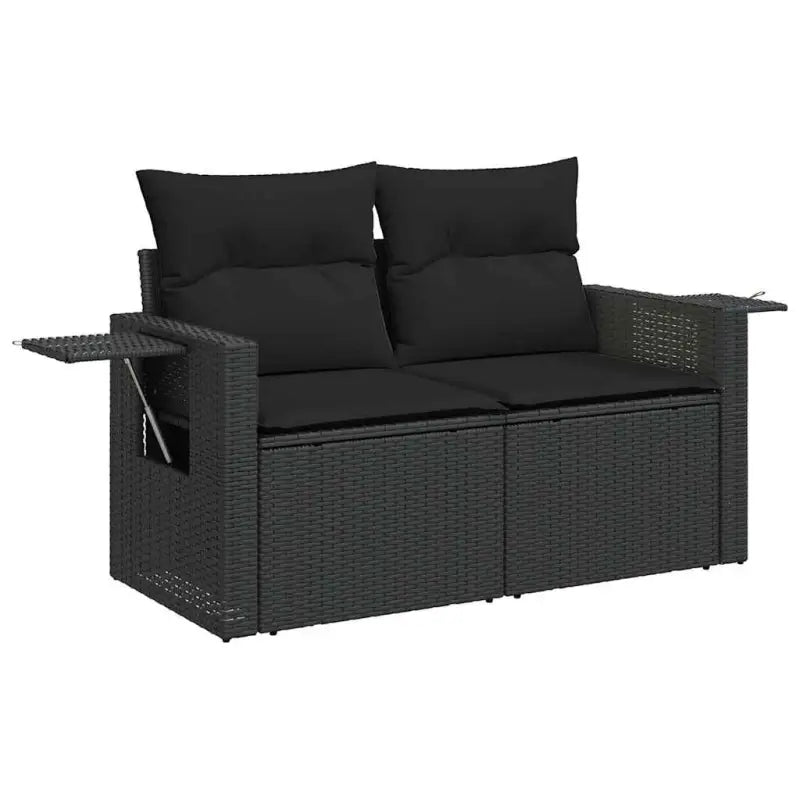 Loungeset van zwart materiaal met gepoedercoat staal en perfecte afmetingen - Tuinsets
