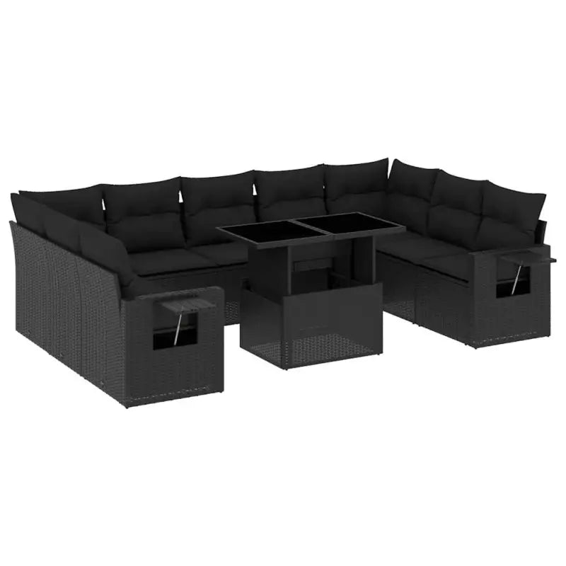 Loungeset van zwart materiaal met gepoedercoat staal en perfecte afmetingen - Tuinsets