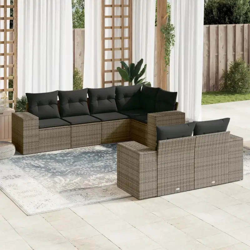 Loungeset van zwart materiaal met waterdichte zak en gepoedercoat staal - grijs en donkergrijs - Tuinsets