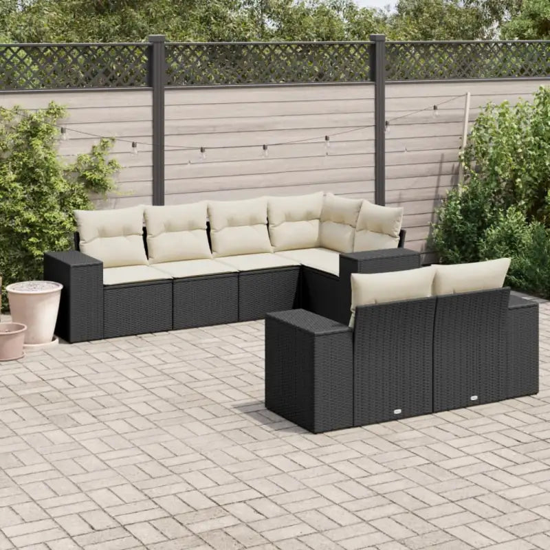 Loungeset van zwart materiaal met waterdichte zak en gepoedercoat staal - Zwart en crème - Tuinsets