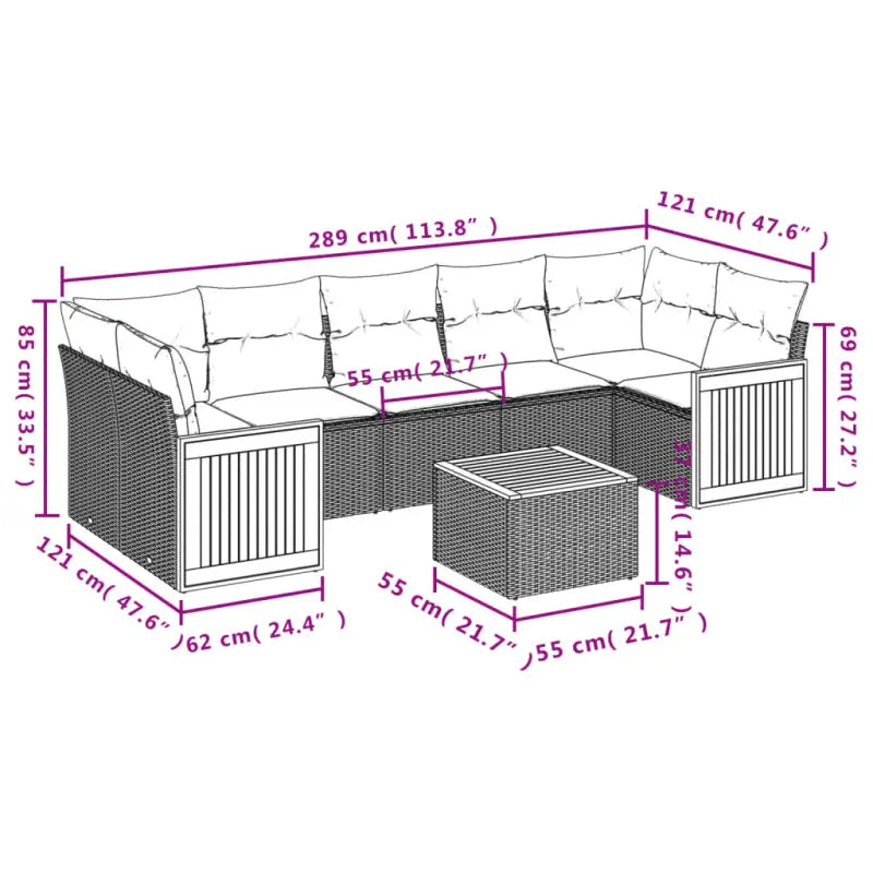 Loungeset voor buiten van grijs materiaal met gepoedercoat staal - Tuinsets