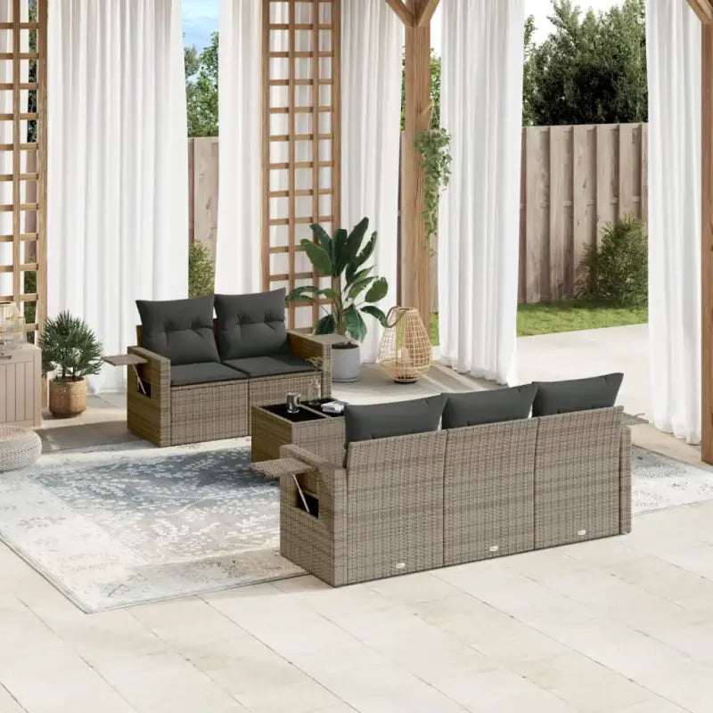 Loungeset voor de tuin van grijs materiaal met gepoedercoat staal - Tuinsets