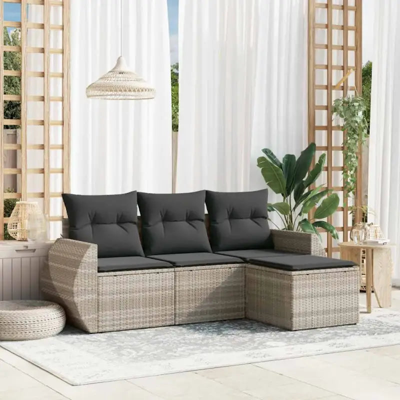Loungeset voor tuin met beige materiaal en gepoedercoat staal afmetingen - Lichtgrijs / Zonder tafel - Tuinsets