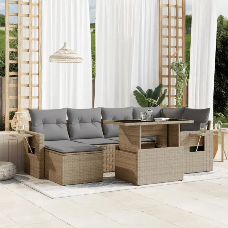 Loungeset voor tuin met beige materiaal en gepoedercoat staal - Tuinsets