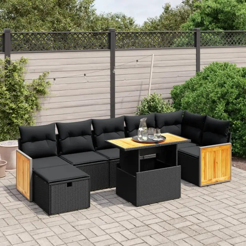 Loungeset voor tuin met grijs materiaal en gepoedercoat staal afmetingen - Zwart / zonder opbergruimte - Tuinsets