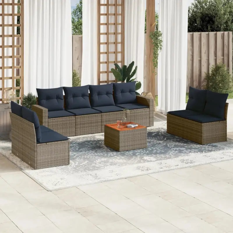 Loungeset voor tuin met grijs materiaal en gepoedercoat staal afmetingen - Grijs - Tuinsets
