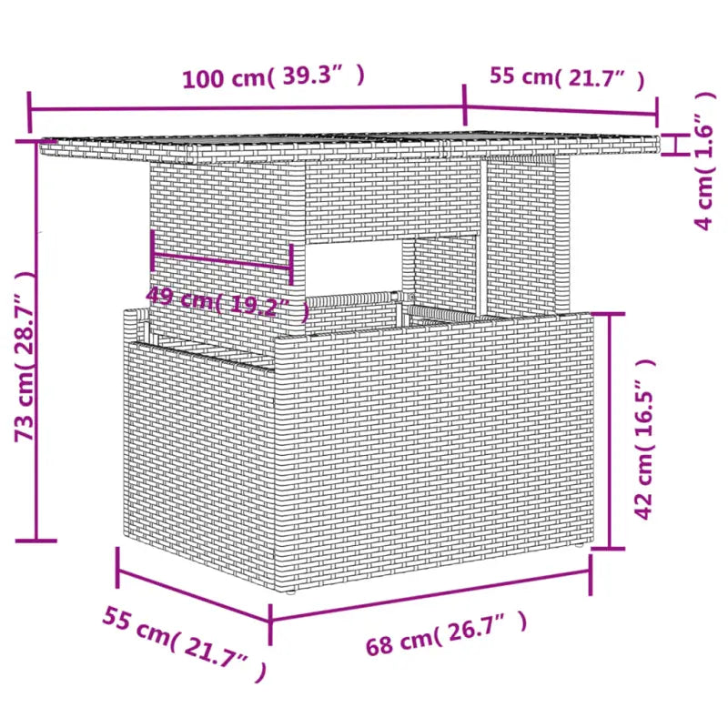 Loungeset voor tuin met grijs materiaal en gepoedercoat staal afmetingen - Tuinsets