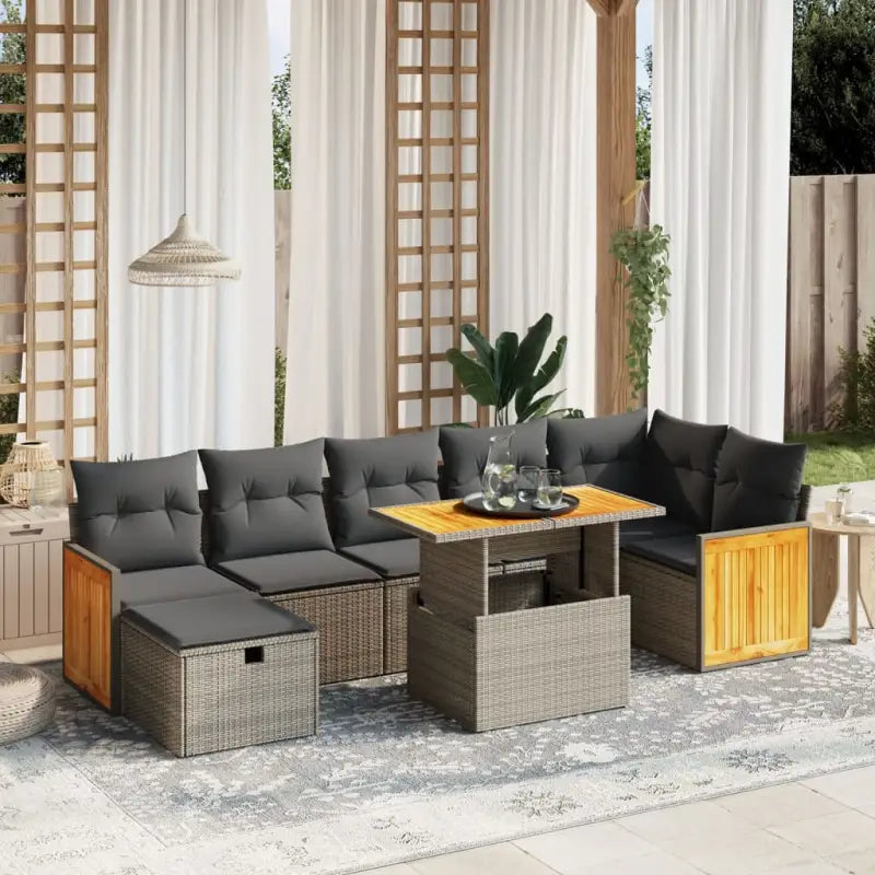 Loungeset voor tuin met grijs materiaal en gepoedercoat staal afmetingen - Tuinsets