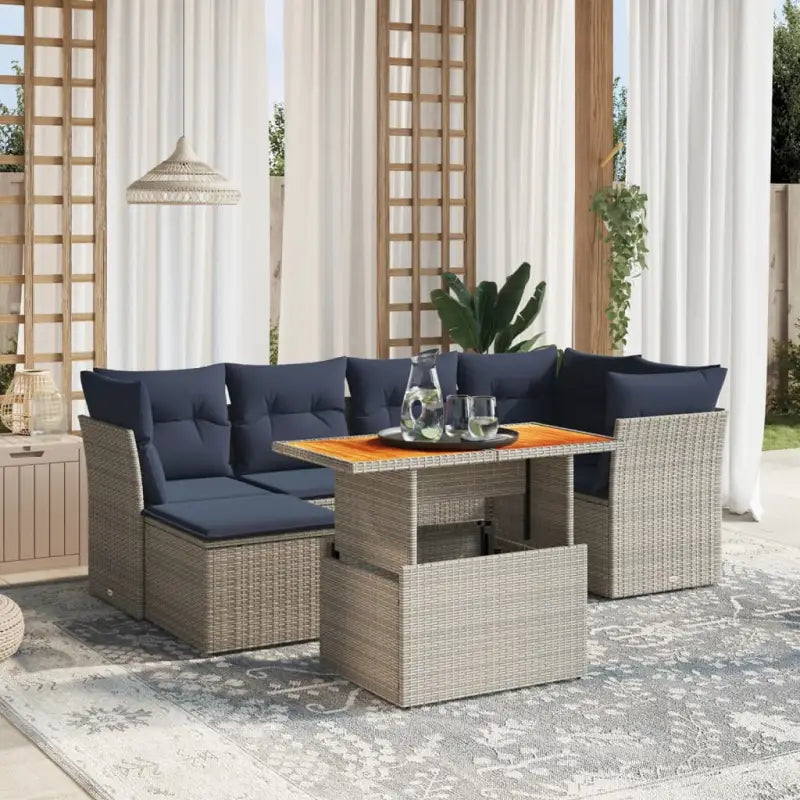 Loungeset voor tuin met grijs materiaal en gepoedercoat staal - Grijs / zonder opbergruimte - Tuinsets