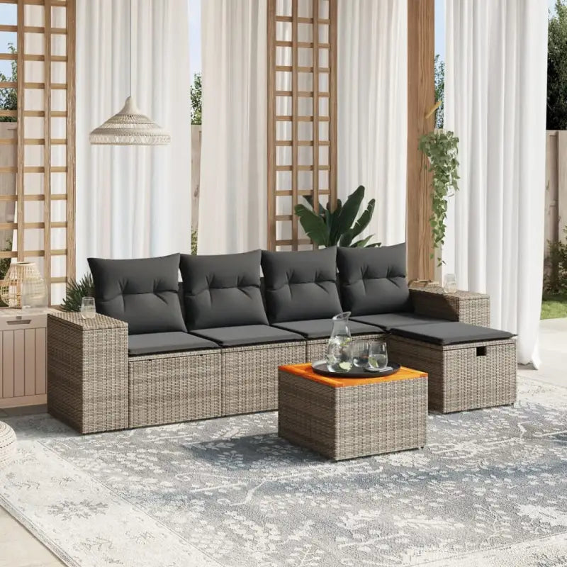 Loungeset voor tuin met grijs materiaal en gepoedercoat staal afmetingen - Tuinsets