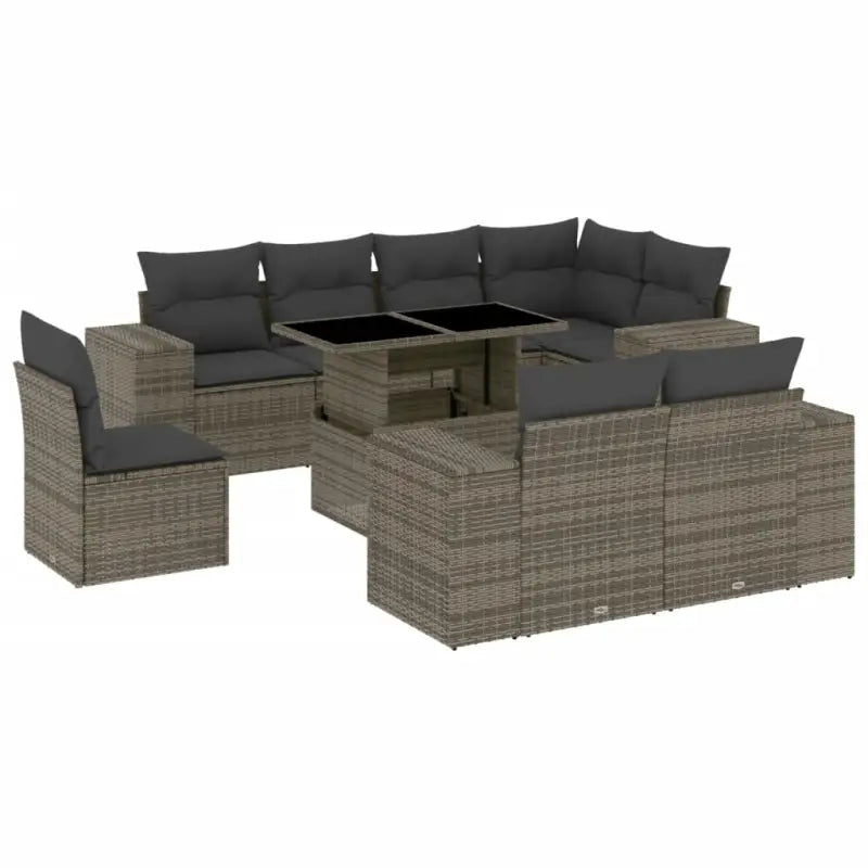 Loungeset voor tuin met grijs materiaal en gepoedercoat staal afmetingen - Tuinsets