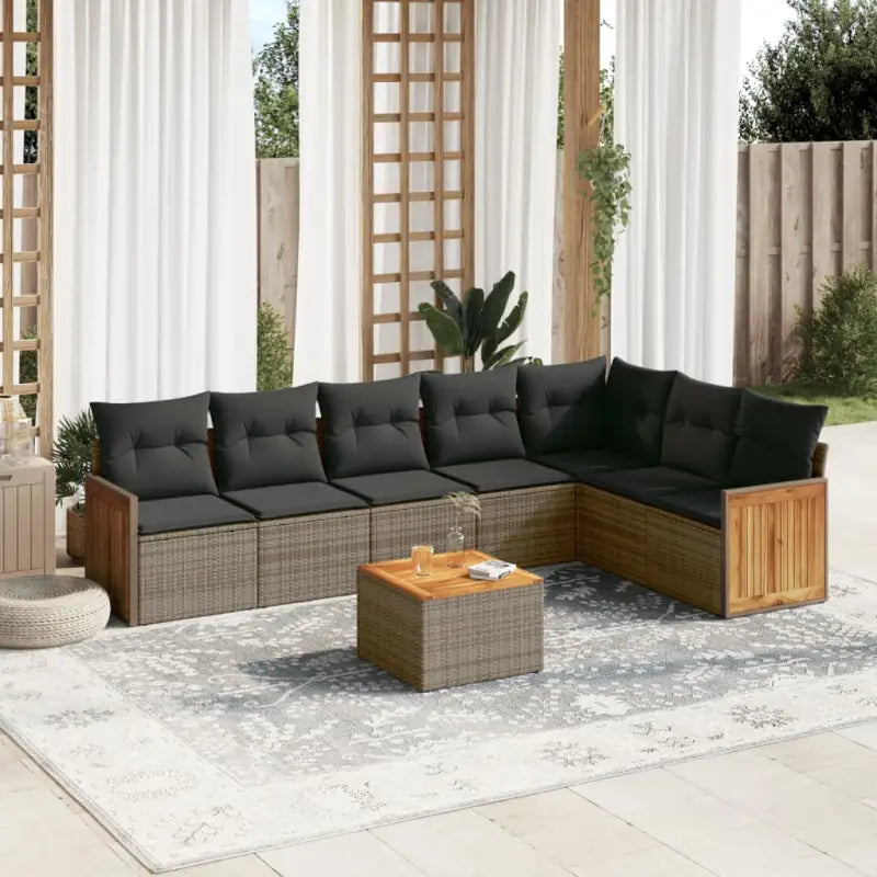 Loungeset voor tuin met grijs materiaal en gepoedercoat staal - Grijs / Met tafel - Tuinsets