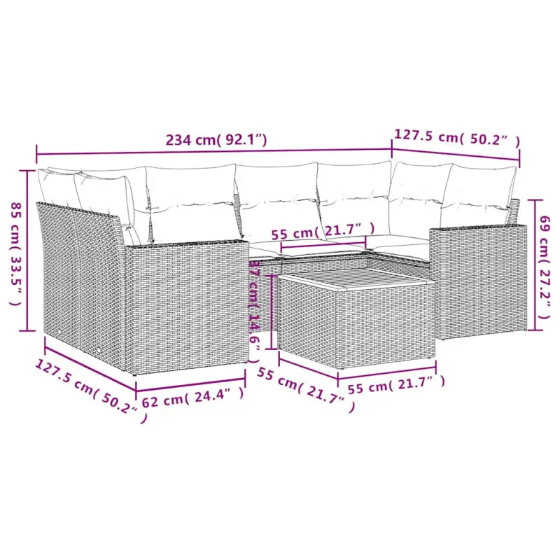 Loungeset voor tuin met grijs materiaal en gepoedercoat staal - Grijs - Tuinsets