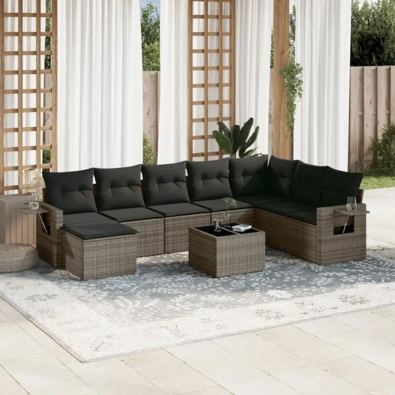 Loungeset voor tuin met waterdichte tas en gepoedercoat staal - Grijs / Met tafel - Tuinsets