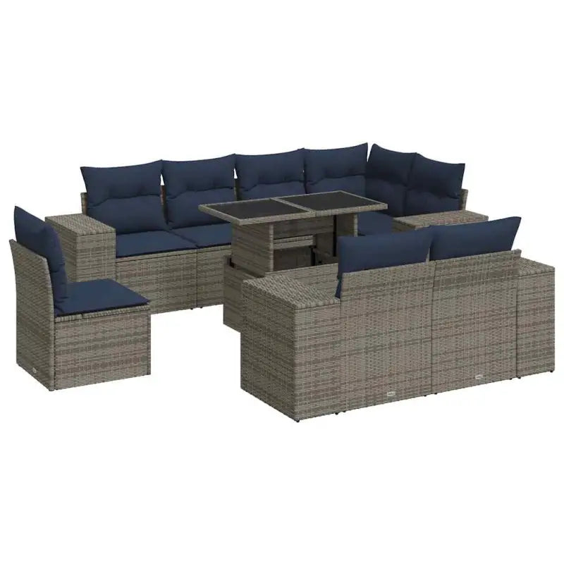 Loungeset voor tuin met waterdichte tas in grijs materiaal en gepoedercoat staal - Grijs / met opbergruimte - Tuinsets
