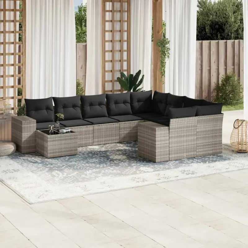 Loungeset voor tuin of terras in grijs materiaal met gepoedercoat staal - Lichtgrijs - Tuinsets