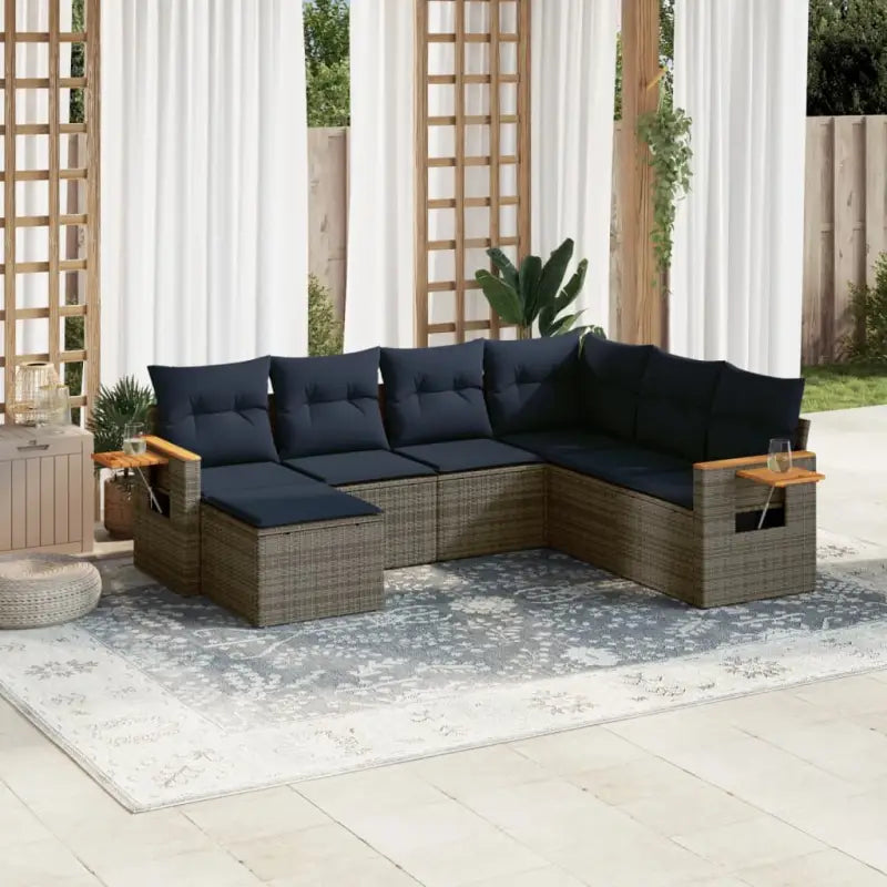 Loungeset voor tuin of terras in grijs materiaal met gepoedercoat staal - Tuinsets
