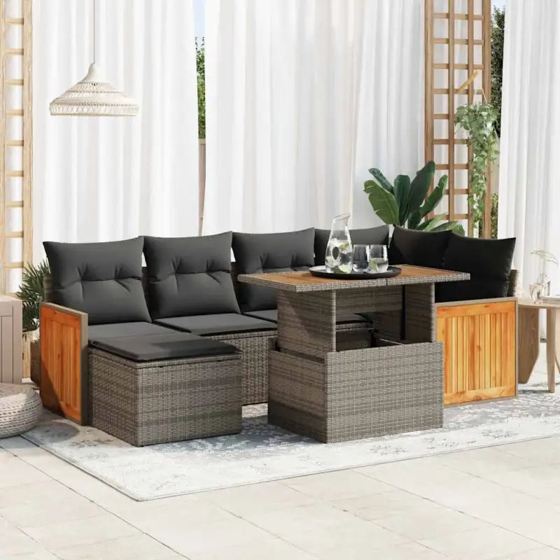 Loungeset voor tuin of terras in grijs materiaal met gepoedercoat staal - Grijs / met opbergruimte - Tuinsets