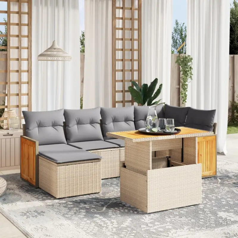 Loungeset voor tuin of terras in grijs materiaal met gepoedercoat staal - Beige en grijs / zonder opbergruimte