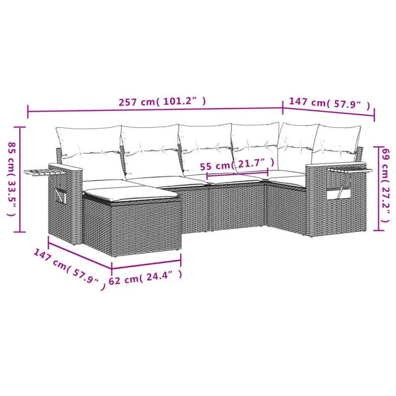 Loungeset voor tuin of terras in grijs materiaal met gepoedercoat staal - Tuinsets
