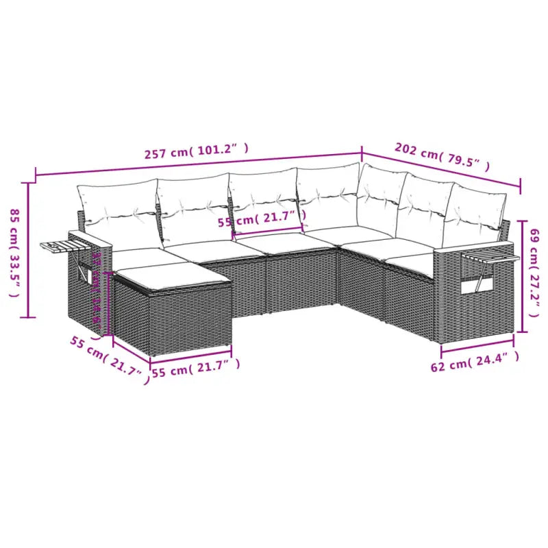 Loungeset voor tuin of terras in grijs materiaal met gepoedercoat staal - Tuinsets