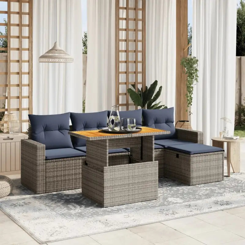 Loungeset voor tuin of terras met grijs materiaal en gepoedercoat staal - Tuinsets