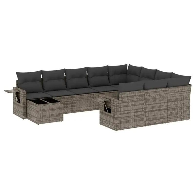Loungéset voor tuin of terras met grijs materiaal en gepoedercoat staal - Tuinsets
