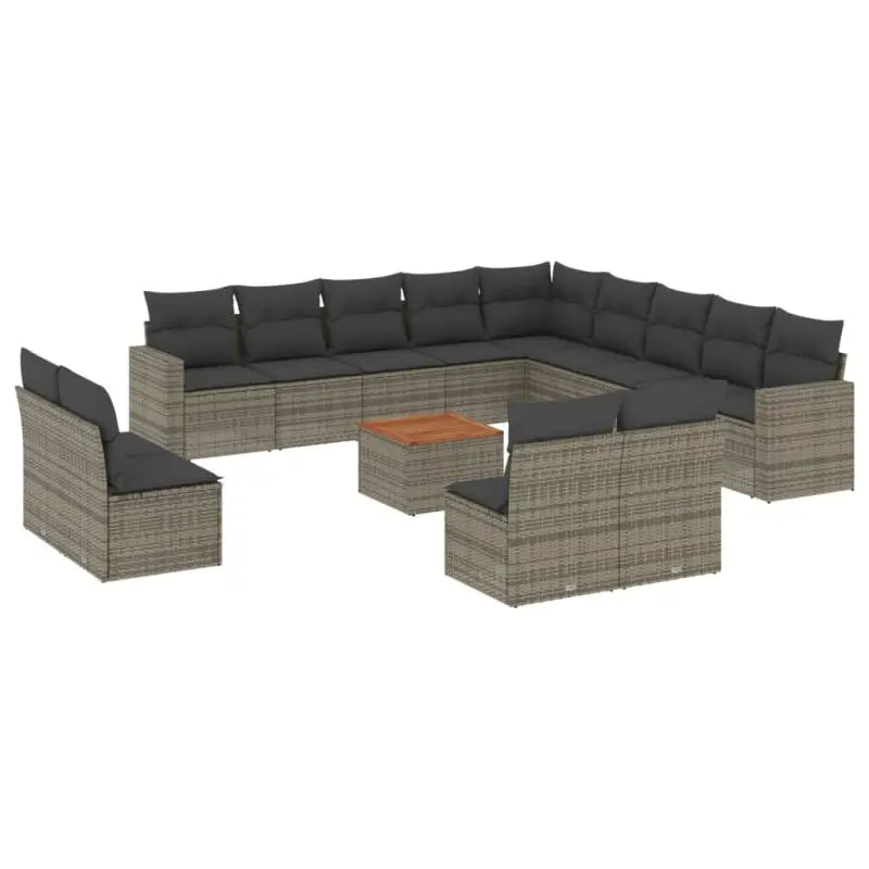 Loungeset voor tuin of terras met grijs materiaal en gepoedercoat staal - Tuinsets