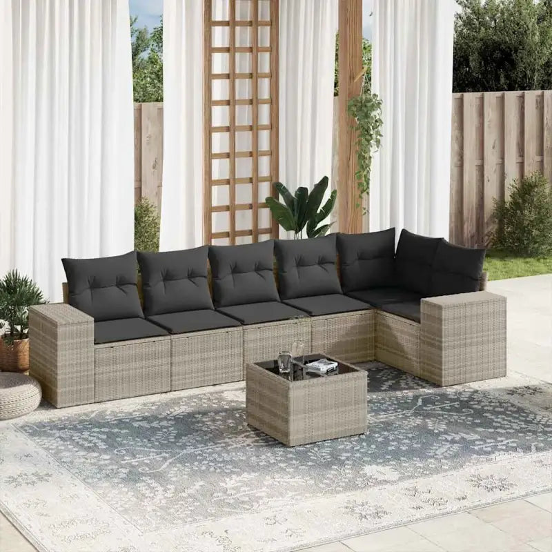 Loungeset voor tuin of terras met waterdichte tas en beige materiaal - Lichtgrijs en donkergrijs / Met tafel - Tuinsets