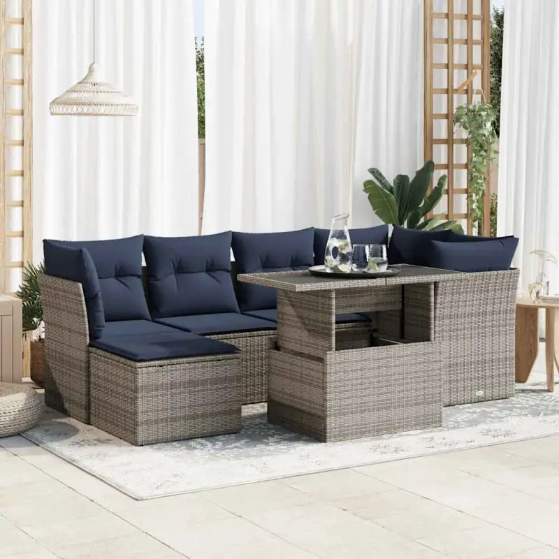 Loungeset voor tuin of terras met waterdichte tas en grijs materiaal - Grijs - Tuinsets