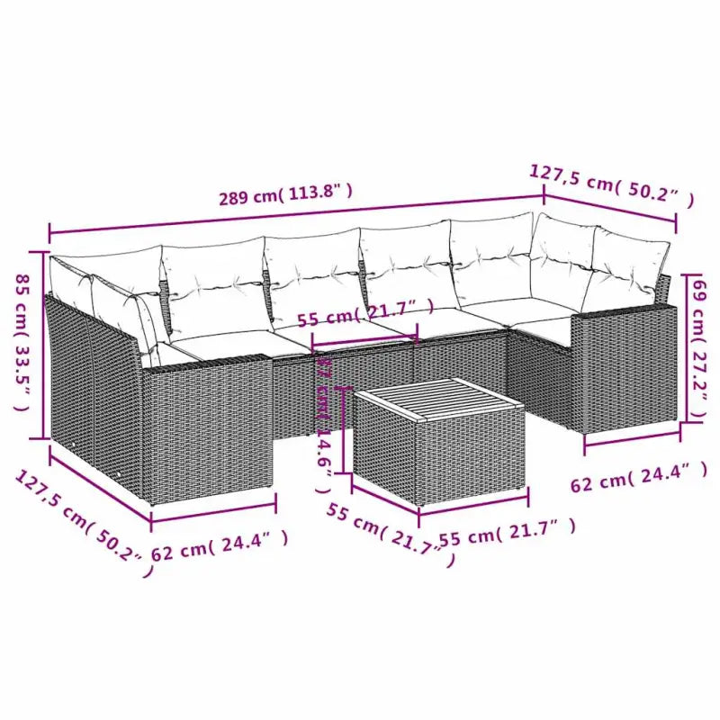 Loungeset voor tuin of terras met waterdichte tas en grijs materiaal - Grijs - Tuinsets