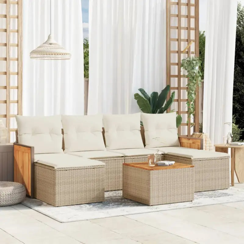 Loungeset voor tuin of terras met waterdichte zak en grijs materiaal - beige en crèmekleurig / Met tafel - Tuinsets