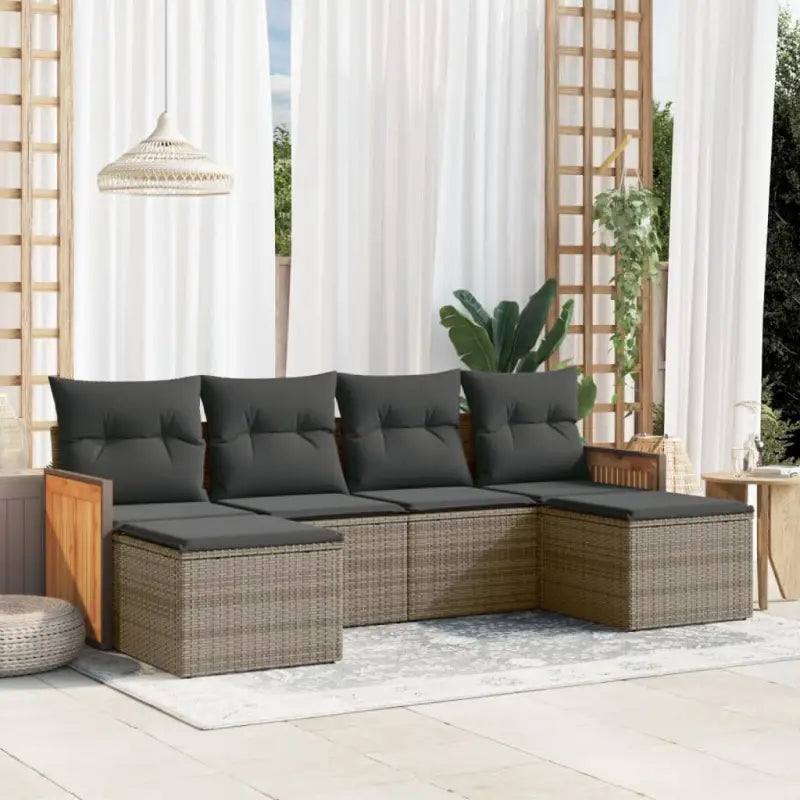 Loungeset voor tuin of terras met waterdichte zak en grijs materiaal - Grijs / Zonder tafel - Tuinsets