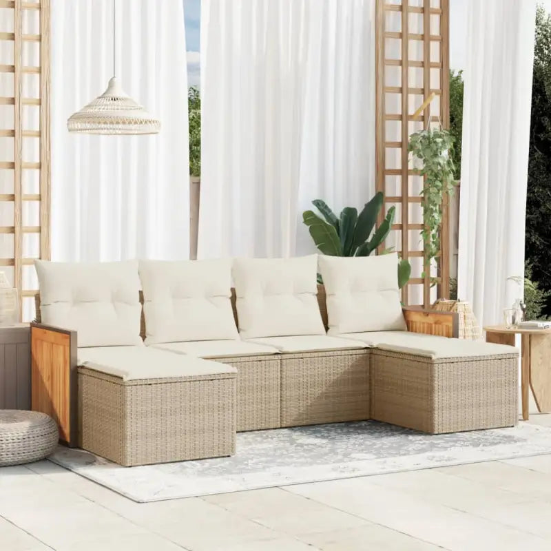 Loungeset voor tuin of terras met waterdichte zak en grijs materiaal - beige en crèmekleurig / Zonder tafel - Tuinsets
