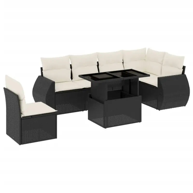 Loungeset voor tuin of terras met zwart materiaal en gepoedercoat staal - Tuinsets