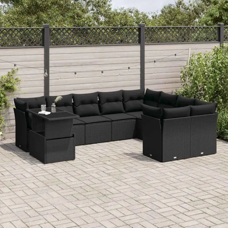 Loungeset voor tuin of terras met zwart materiaal en gepoedercoat staal - Zwart / Zonder tafel - Tuinsets