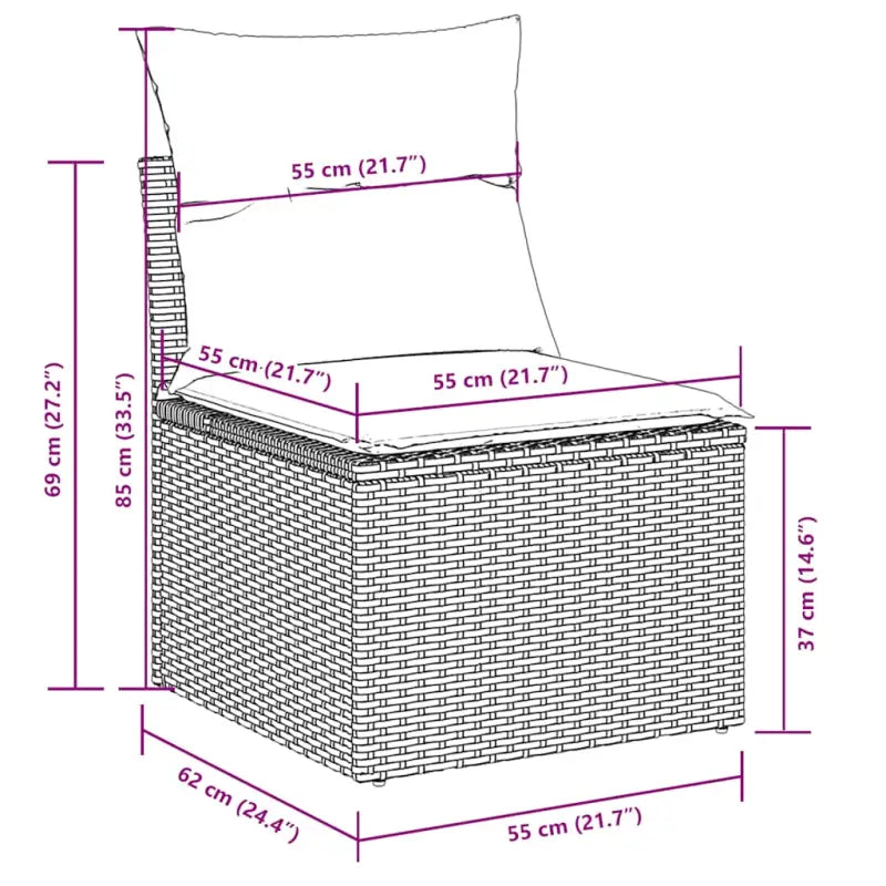 Loungeset voor tuin of terras met zwart materiaal en gepoedercoat staal - Tuinsets