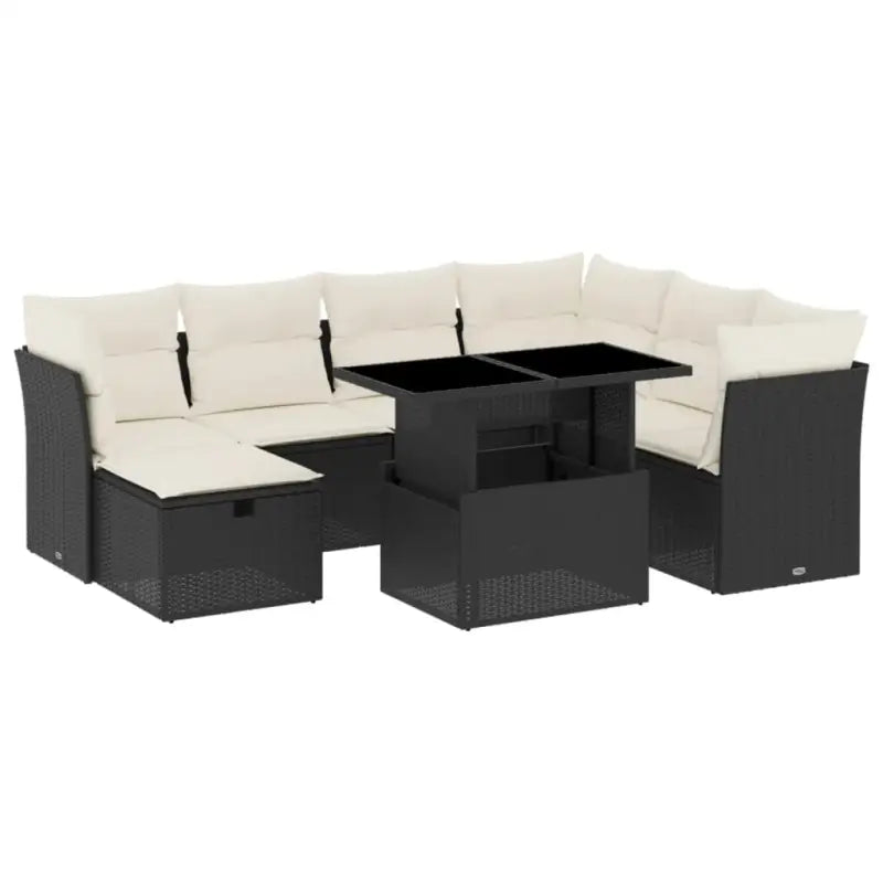 Loungeset voor tuin terras met zwart materiaal en gepoedercoat staal - Tuinsets
