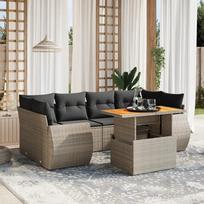 Loungeset voor tuin van grijs materiaal en gepoedercoat staal - Tuinsets