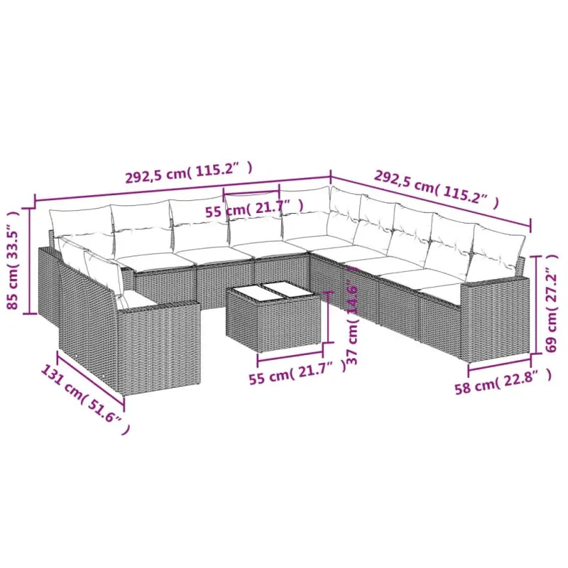 Loungetuig met beige materiaal en gepoedercoat staal afmetingen - Tuinsets