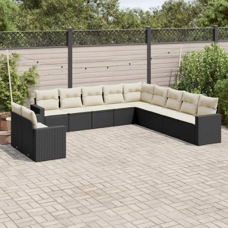 Loungetuig met beige materiaal en gepoedercoat staal afmetingen - Zwart en crème / Zonder tafel - Tuinsets
