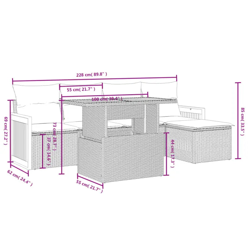 Loungetuig met zwart materiaal en gepoedercoat staal voor je tuin - Tuinsets