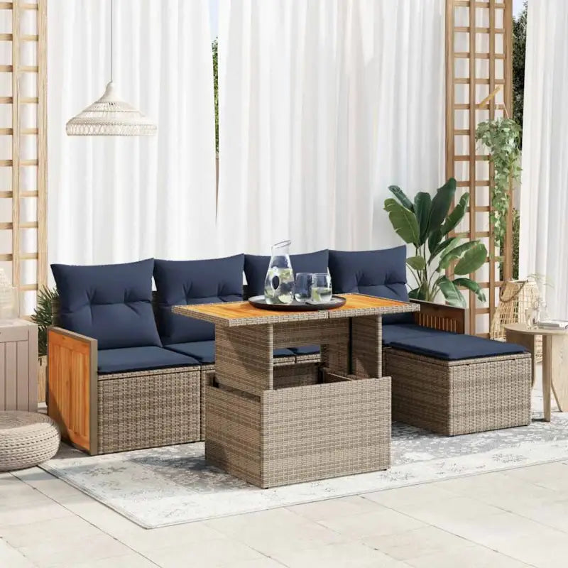 Loungetuig met zwart materiaal en gepoedercoat staal voor je tuin - Grijs / met opbergruimte - Tuinsets
